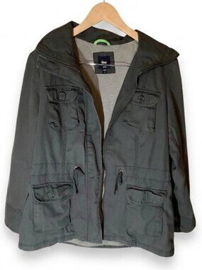 Gap Military Style Cargo Jacket - Charcoal Grey - Large - Utility Coat
